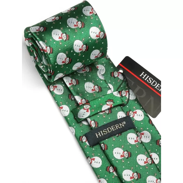 HISDERN Christmas Ties for Men Festival Necktie Boys Funny Vacation Xmas Tie Handkerchief &amp; Pocket Square Set for Party