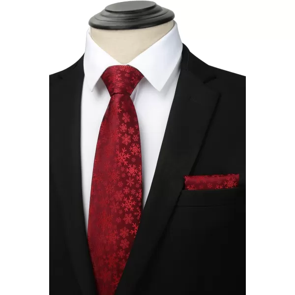 HISDERN Christmas Ties for Men Festival Necktie Boys Funny Vacation Xmas Tie Handkerchief &amp; Pocket Square Set for Party