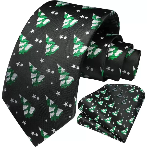 HISDERN Christmas Ties for Men Festival Necktie Boys Funny Vacation Xmas Tie Handkerchief &amp; Pocket Square Set for Party