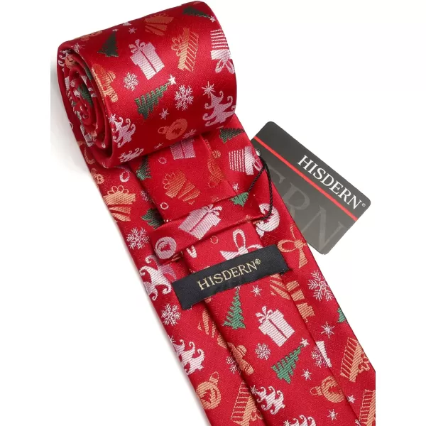 HISDERN Christmas Ties for Men Festival Necktie Boys Funny Vacation Xmas Tie Handkerchief &amp; Pocket Square Set for Party