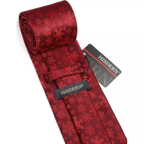 HISDERN Christmas Ties for Men Festival Necktie Boys Funny Vacation Xmas Tie Handkerchief &amp; Pocket Square Set for Party