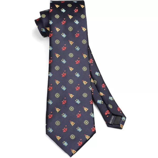 HISDERN Christmas Ties for Men Festival Necktie Boys Funny Vacation Xmas Tie Handkerchief &amp; Pocket Square Set for Party