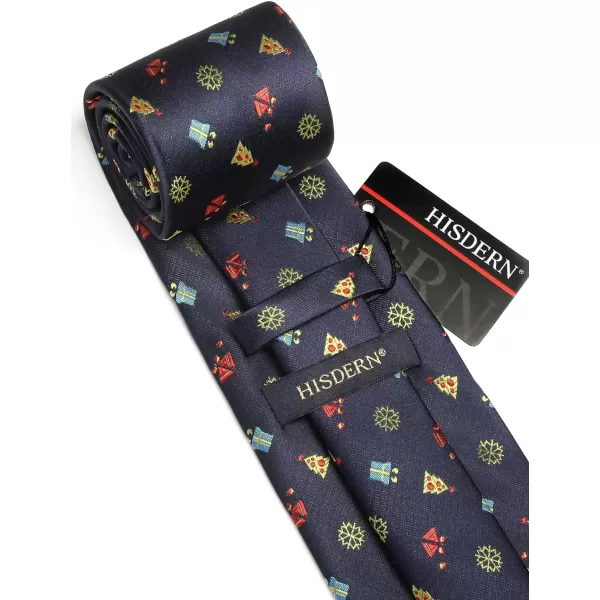 HISDERN Christmas Ties for Men Festival Necktie Boys Funny Vacation Xmas Tie Handkerchief &amp; Pocket Square Set for Party