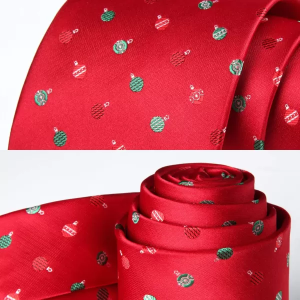 HISDERN Christmas Ties for Men Festival Necktie Boys Funny Vacation Xmas Tie Handkerchief &amp; Pocket Square Set for Party