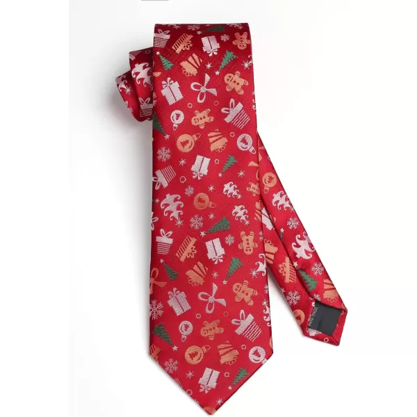 HISDERN Christmas Ties for Men Festival Necktie Boys Funny Vacation Xmas Tie Handkerchief &amp; Pocket Square Set for Party