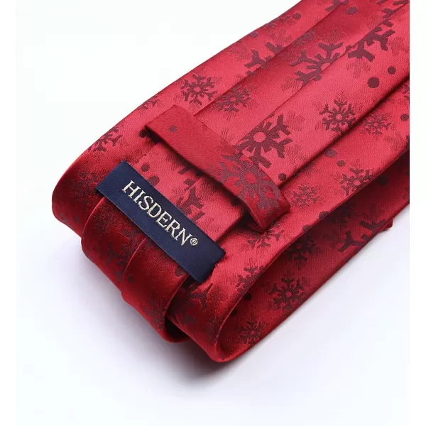 HISDERN Christmas Ties for Men Festival Necktie Boys Funny Vacation Xmas Tie Handkerchief &amp; Pocket Square Set for Party
