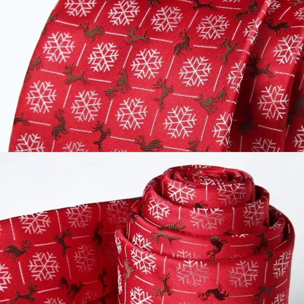 HISDERN Christmas Ties for Men Festival Necktie Boys Funny Vacation Xmas Tie Handkerchief &amp; Pocket Square Set for Party