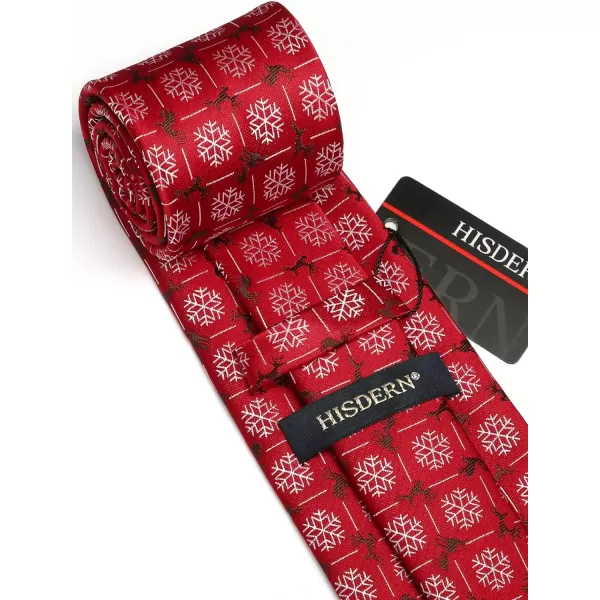 HISDERN Christmas Ties for Men Festival Necktie Boys Funny Vacation Xmas Tie Handkerchief &amp; Pocket Square Set for Party