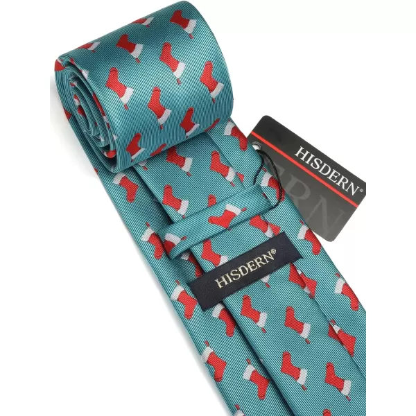 HISDERN Christmas Ties for Men Holiday Festival Funny Tie and Pocket Square Set Vacation Xmas Party Necktie Handkerchief