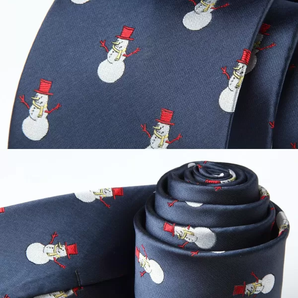 HISDERN Christmas Ties for Men Holiday Festival Funny Tie and Pocket Square Set Vacation Xmas Party Necktie Handkerchief