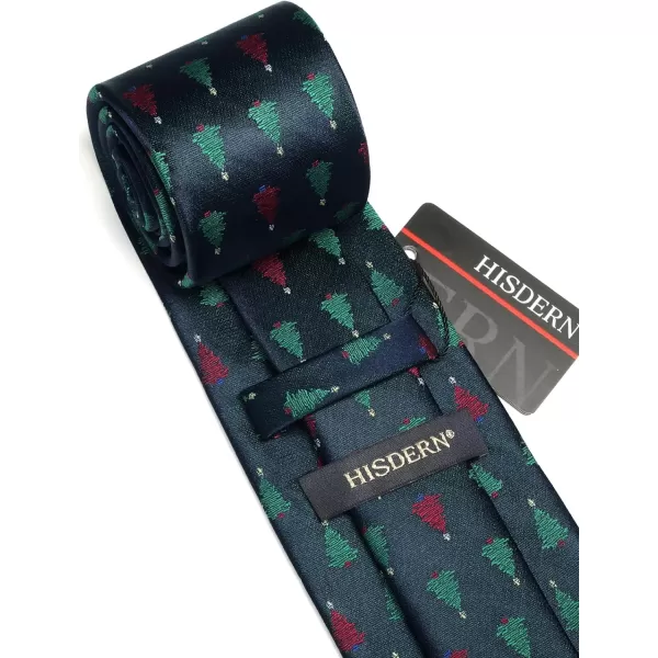 HISDERN Christmas Ties for Men Holiday Festival Funny Tie and Pocket Square Set Vacation Xmas Party Necktie Handkerchief