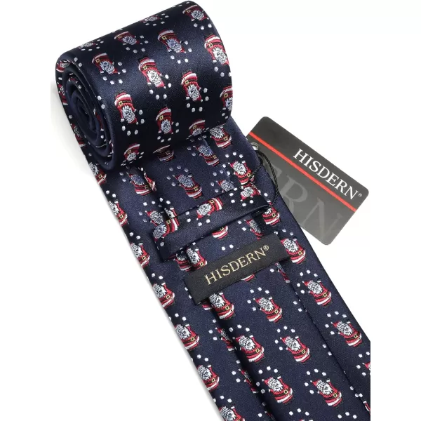 HISDERN Christmas Ties for Men Holiday Festival Funny Tie and Pocket Square Set Vacation Xmas Party Necktie Handkerchief