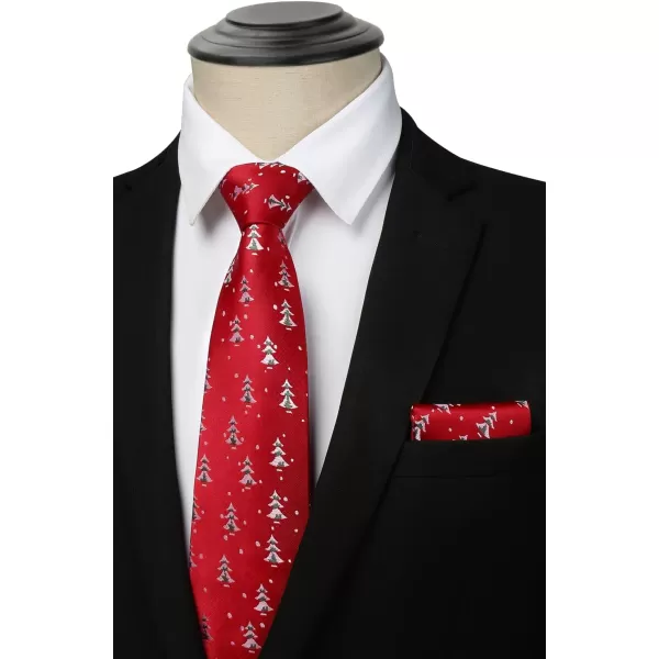 HISDERN Christmas Ties for Men Holiday Festival Funny Tie and Pocket Square Set Vacation Xmas Party Necktie Handkerchief