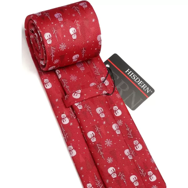 HISDERN Christmas Ties for Men Holiday Festival Funny Tie and Pocket Square Set Vacation Xmas Party Necktie Handkerchief