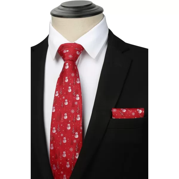 HISDERN Christmas Ties for Men Holiday Festival Funny Tie and Pocket Square Set Vacation Xmas Party Necktie Handkerchief