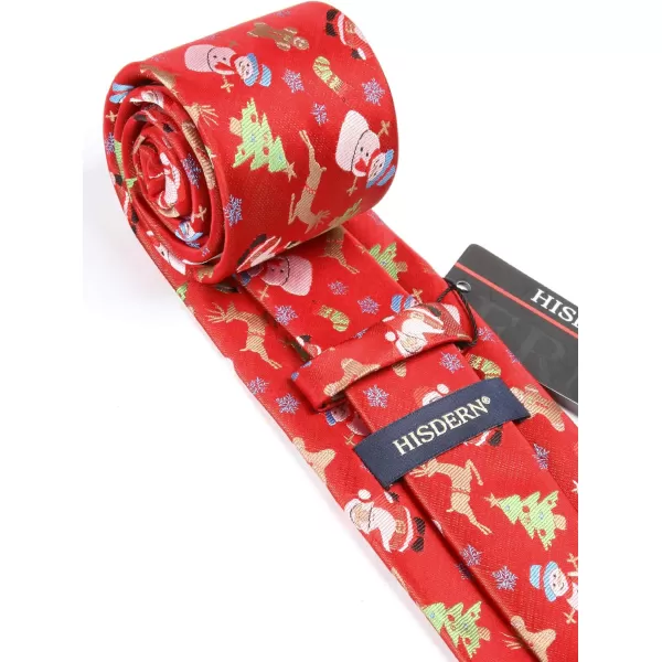 HISDERN Christmas Ties for Men Holiday Festival Funny Tie and Pocket Square Set Vacation Xmas Party Necktie Handkerchief