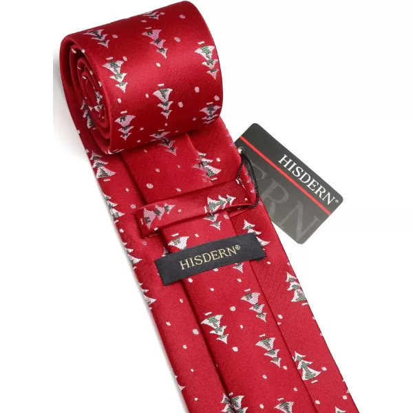 HISDERN Christmas Ties for Men Holiday Festival Funny Tie and Pocket Square Set Vacation Xmas Party Necktie Handkerchief