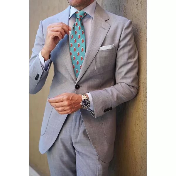 HISDERN Christmas Ties for Men Holiday Festival Funny Tie and Pocket Square Set Vacation Xmas Party Necktie Handkerchief
