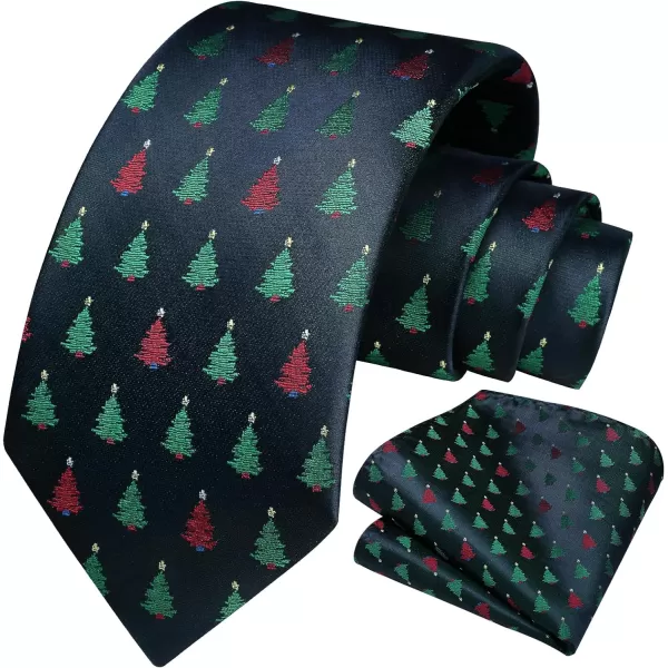 HISDERN Christmas Ties for Men Holiday Festival Funny Tie and Pocket Square Set Vacation Xmas Party Necktie Handkerchief