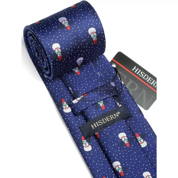 HISDERN Christmas Ties for Men Holiday Festival Funny Tie and Pocket Square Set Vacation Xmas Party Necktie Handkerchief