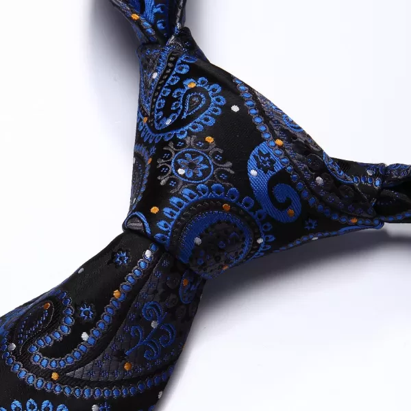 HISDERN Extra Long Ties for Men Classic Floral Tie and Pocket Square Elegant Silk Necktie Handkerchief Set Wedding Party
