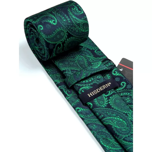 HISDERN Extra Long Ties for Men Classic Floral Tie and Pocket Square Elegant Silk Necktie Handkerchief Set Wedding Party