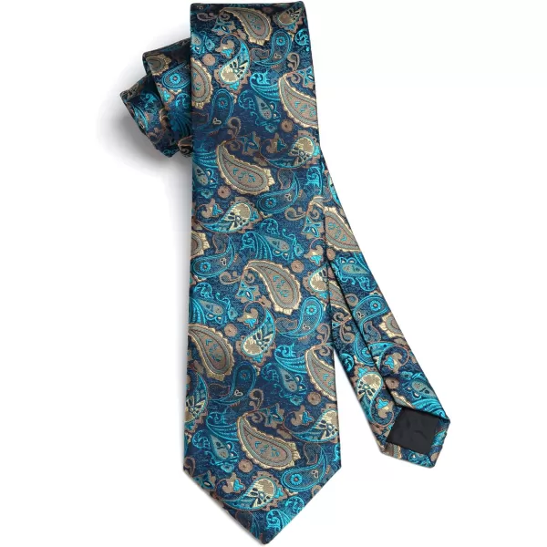 HISDERN Extra Long Ties for Men Classic Floral Tie and Pocket Square Elegant Silk Necktie Handkerchief Set Wedding Party