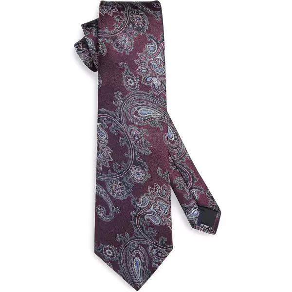 HISDERN Extra Long Ties for Men Classic Floral Tie and Pocket Square Elegant Silk Necktie Handkerchief Set Wedding Party