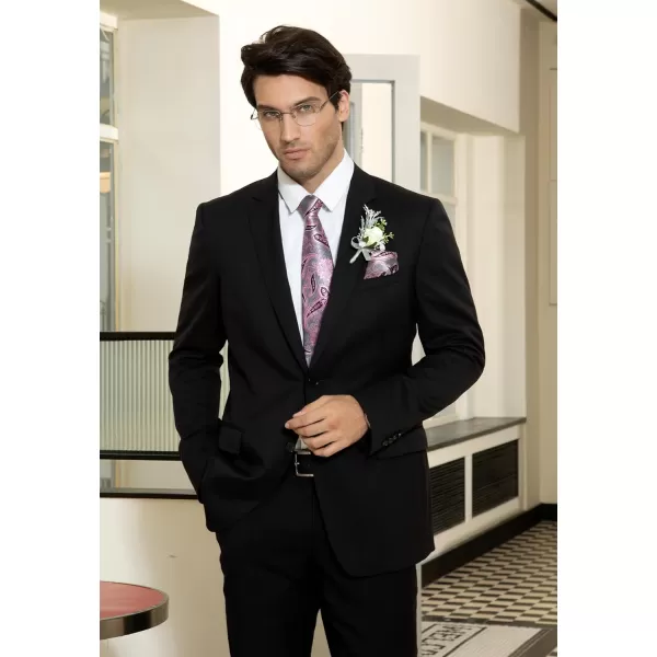 HISDERN Extra Long Ties for Men Classic Floral Tie and Pocket Square Elegant Silk Necktie Handkerchief Set Wedding Party