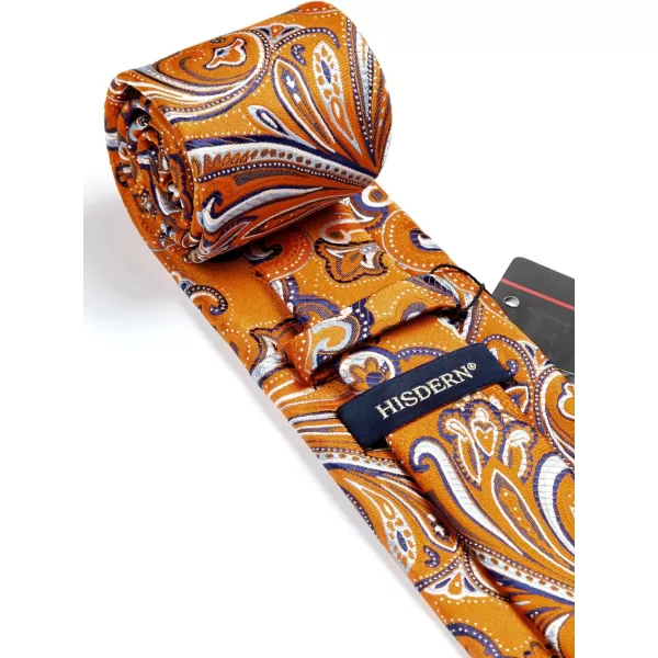 HISDERN Extra Long Ties for Men Classic Floral Tie and Pocket Square Elegant Silk Necktie Handkerchief Set Wedding Party