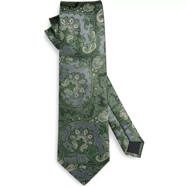 HISDERN Extra Long Ties for Men Classic Floral Tie and Pocket Square Elegant Silk Necktie Handkerchief Set Wedding Party