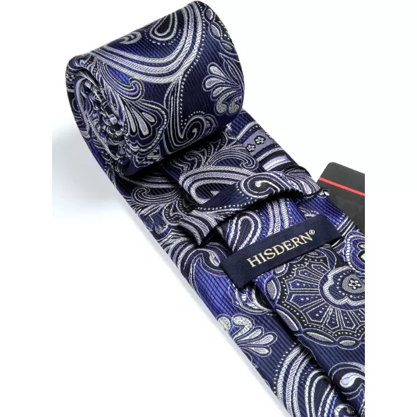 HISDERN Extra Long Ties for Men Classic Floral Tie and Pocket Square Elegant Silk Necktie Handkerchief Set Wedding Party