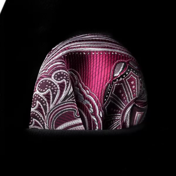 HISDERN Extra Long Ties for Men Classic Floral Tie and Pocket Square Elegant Silk Necktie Handkerchief Set Wedding Party