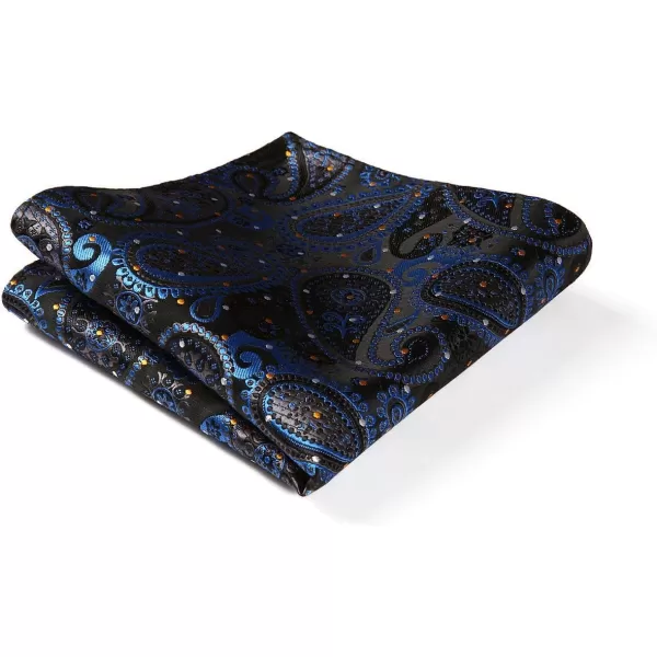 HISDERN Extra Long Ties for Men Classic Floral Tie and Pocket Square Elegant Silk Necktie Handkerchief Set Wedding Party