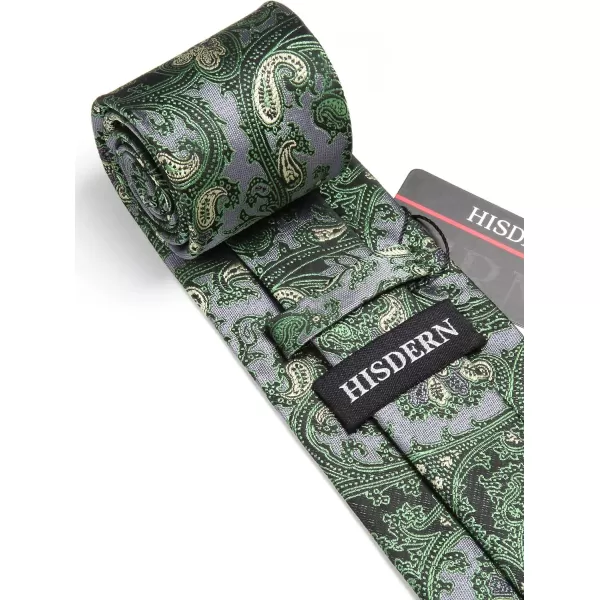 HISDERN Extra Long Ties for Men Classic Floral Tie and Pocket Square Elegant Silk Necktie Handkerchief Set Wedding Party