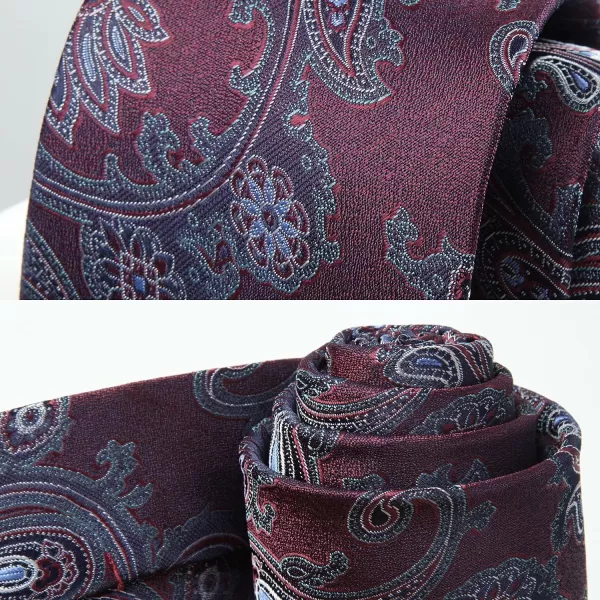HISDERN Extra Long Ties for Men Classic Floral Tie and Pocket Square Elegant Silk Necktie Handkerchief Set Wedding Party