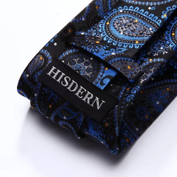 HISDERN Extra Long Ties for Men Classic Floral Tie and Pocket Square Elegant Silk Necktie Handkerchief Set Wedding Party