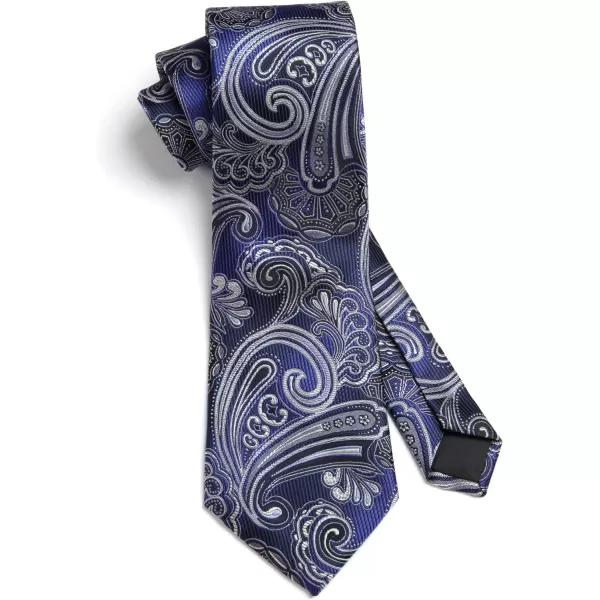 HISDERN Extra Long Ties for Men Classic Floral Tie and Pocket Square Elegant Silk Necktie Handkerchief Set Wedding Party