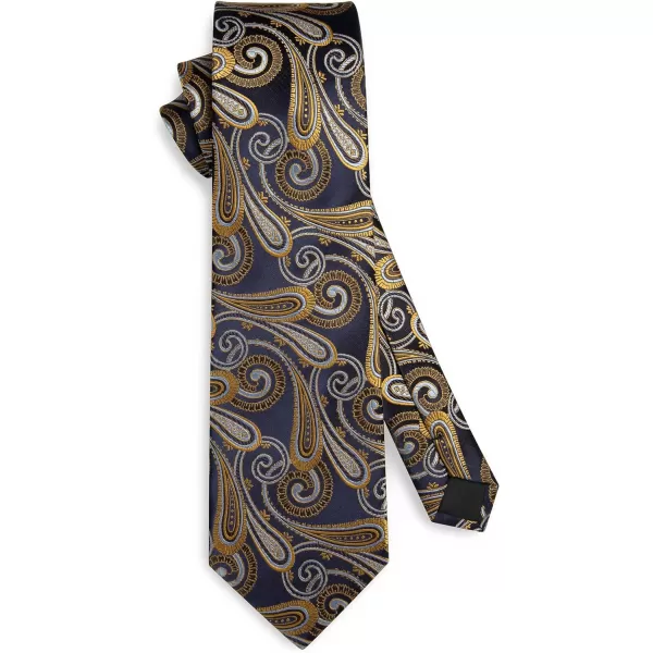 HISDERN Extra Long Ties for Men Classic Floral Tie and Pocket Square Elegant Silk Necktie Handkerchief Set Wedding Party