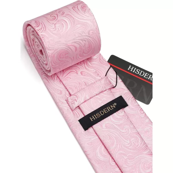 HISDERN Extra Long Ties for Men Classic Floral Tie and Pocket Square Elegant Silk Necktie Handkerchief Set Wedding Party
