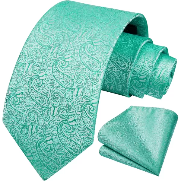 HISDERN Extra Long Ties for Men Classic Floral Tie and Pocket Square Elegant Silk Necktie Handkerchief Set Wedding Party