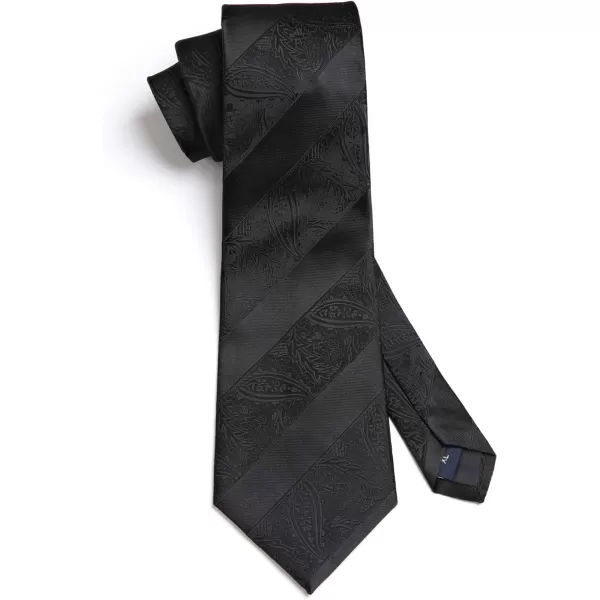 HISDERN Extra Long Ties for Men Classic Floral Tie and Pocket Square Elegant Silk Necktie Handkerchief Set Wedding Party