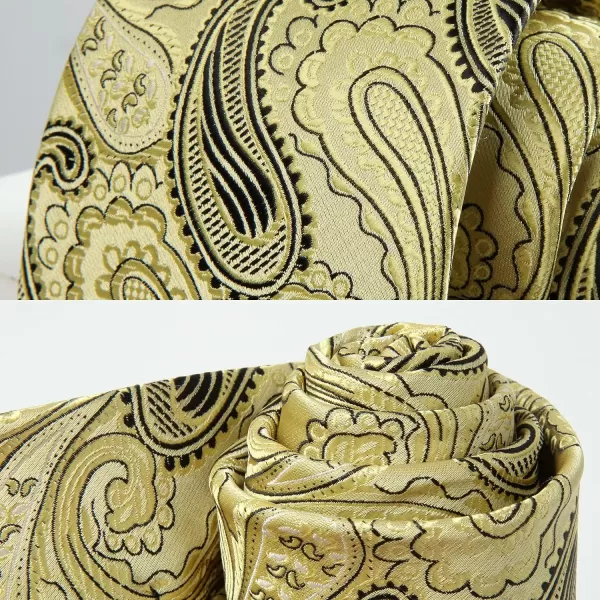 HISDERN Extra Long Ties for Men Classic Floral Tie and Pocket Square Elegant Silk Necktie Handkerchief Set Wedding Party