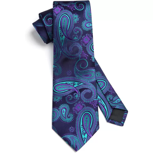 HISDERN Extra Long Ties for Men Classic Floral Tie and Pocket Square Elegant Silk Necktie Handkerchief Set Wedding Party