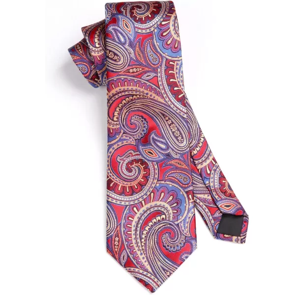 HISDERN Extra Long Ties for Men Classic Floral Tie and Pocket Square Elegant Silk Necktie Handkerchief Set Wedding Party