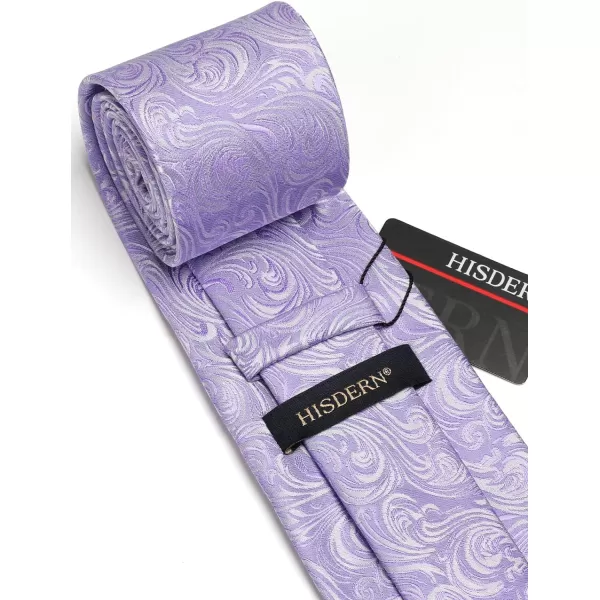 HISDERN Extra Long Ties for Men Classic Floral Tie and Pocket Square Elegant Silk Necktie Handkerchief Set Wedding Party