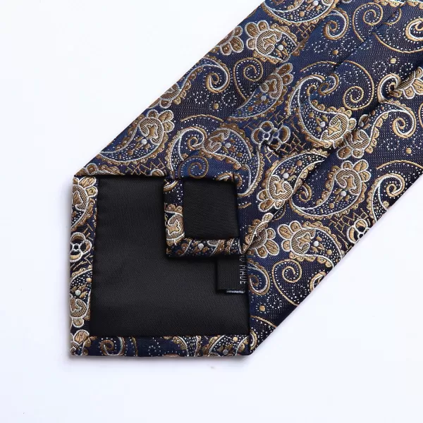 HISDERN Extra Long Ties for Men Classic Floral Tie and Pocket Square Elegant Silk Necktie Handkerchief Set Wedding Party
