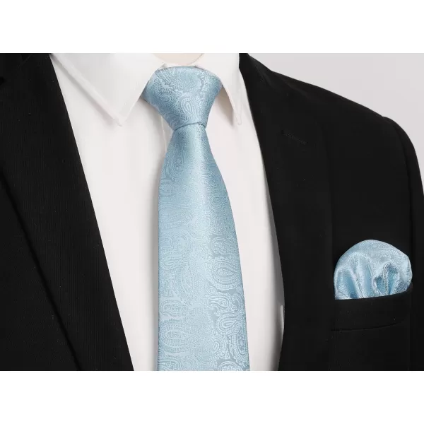 HISDERN Extra Long Ties for Men Classic Floral Tie and Pocket Square Elegant Silk Necktie Handkerchief Set Wedding Party