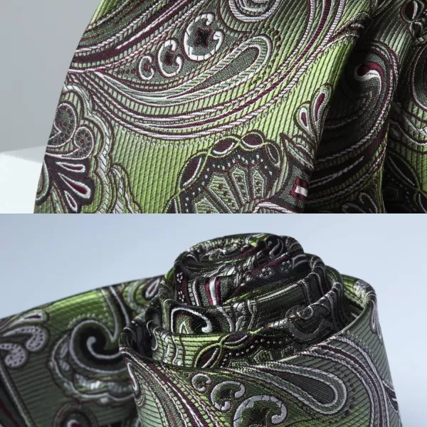HISDERN Extra Long Ties for Men Classic Floral Tie and Pocket Square Elegant Silk Necktie Handkerchief Set Wedding Party