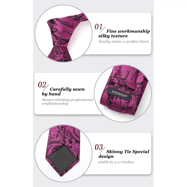 HISDERN Extra Long Ties for Men Classic Floral Tie and Pocket Square Elegant Silk Necktie Handkerchief Set Wedding Party